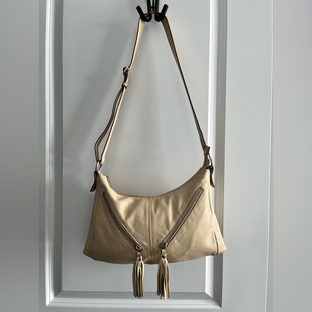 Prune Cream Leather Shoulder / Crossbody Bag - Picture 2 of 15